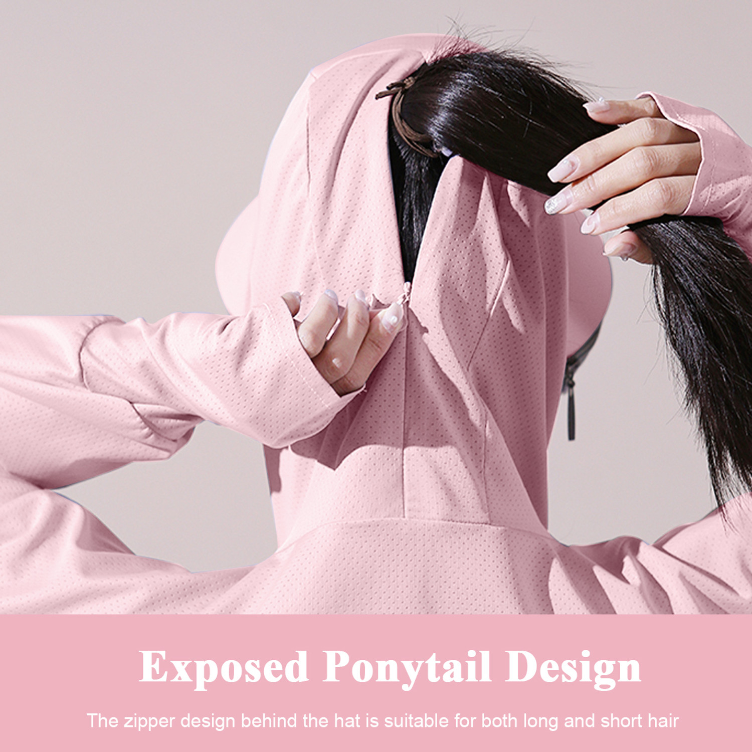 Image of PALAY Wide Brim Hat Protection Jacket Lightweight Full Zip up Outdoor Riding Protective Jacket (Pink, Free)