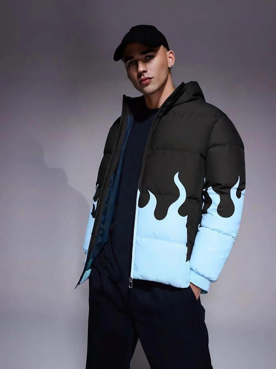 Eddicted Men Printed Puffer Jacket - Image 1