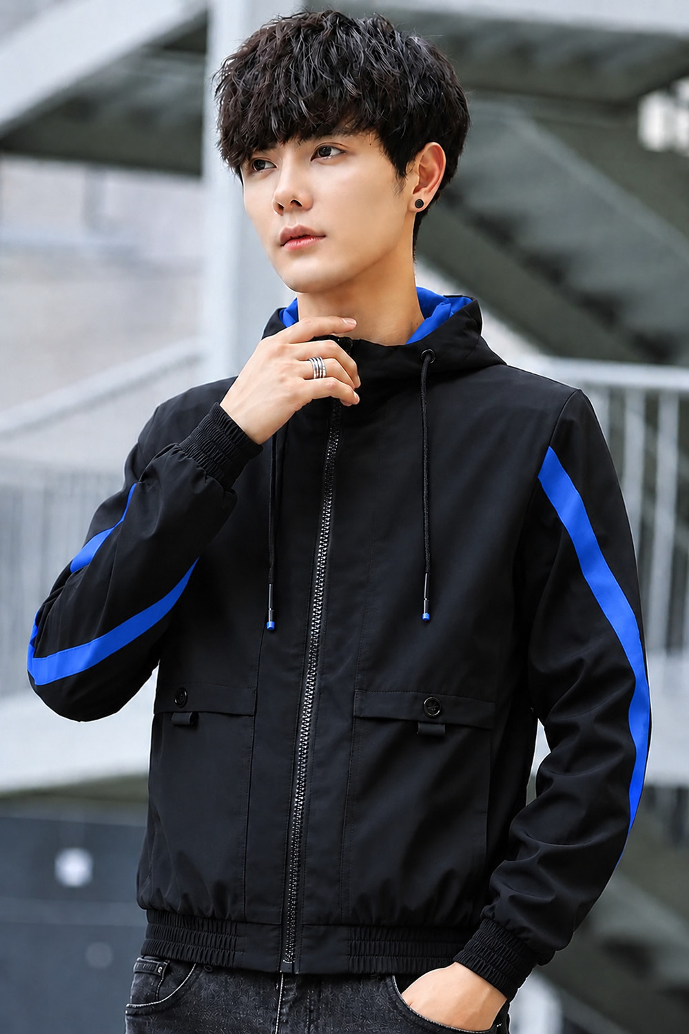 Image of Azy Fabrics Men Colorblock Casual Jacket