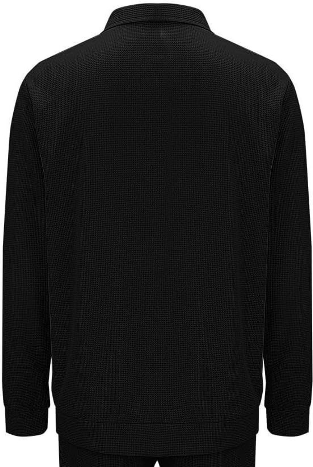 Image of COMBRAIDED Men Solid Polo Neck Polycotton Black T-Shirt