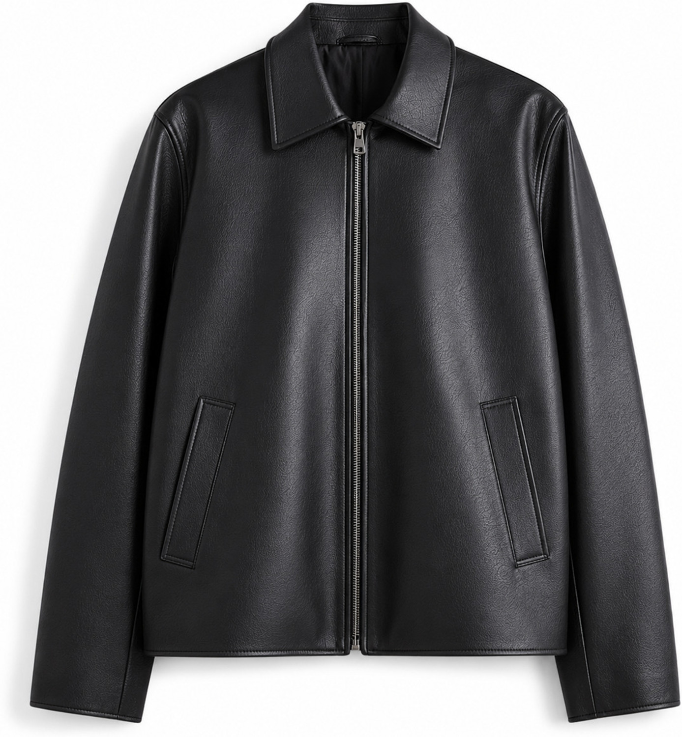 Zaraa Men Solid Leather Jacket - Image 1