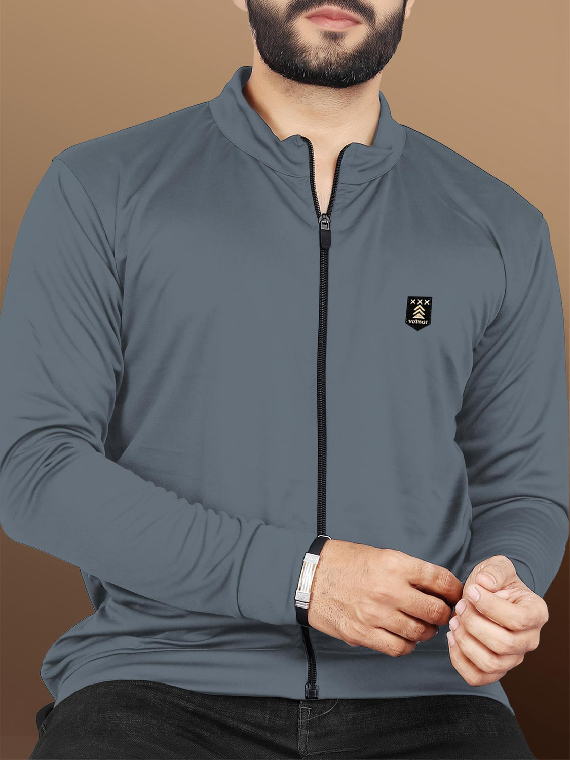 Image of FARQAD Men Solid Bomber Jacket