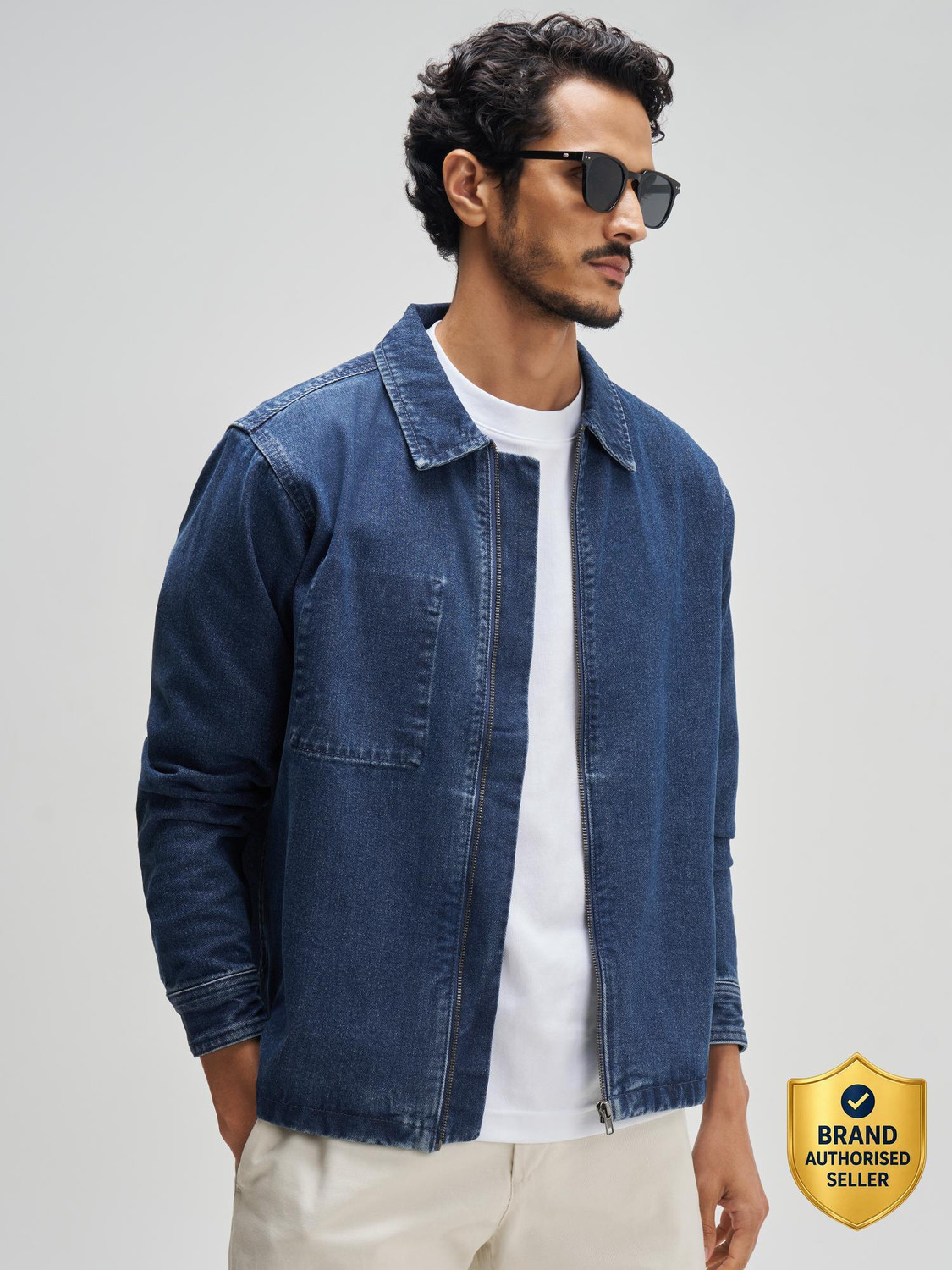 XYXX Men Solid Denim Jacket - Image 1