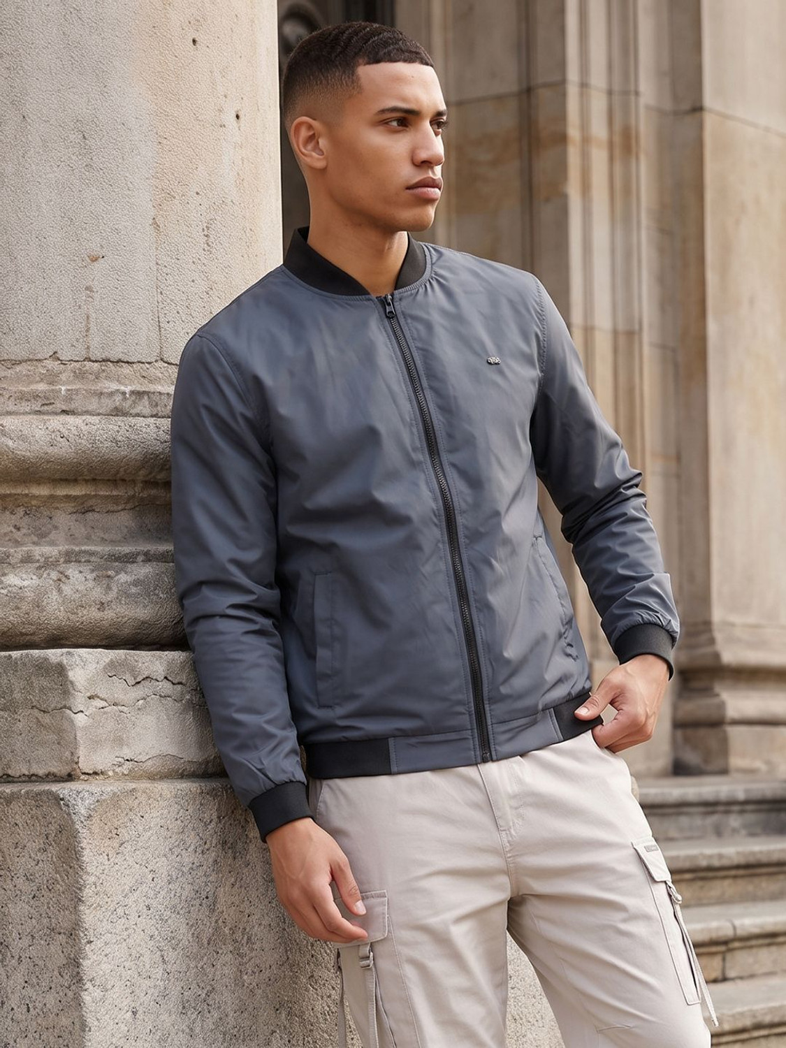 Roadster Men Solid Bomber Jacket - Image 1