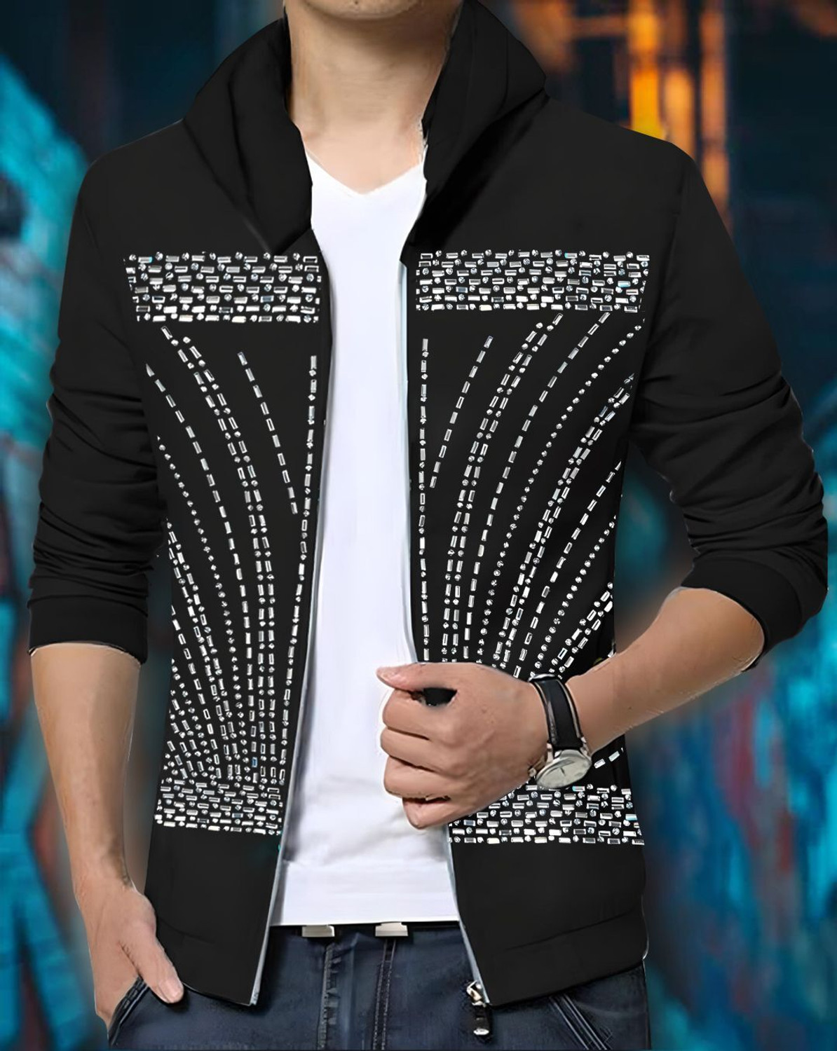 Image of FastColors Men Printed Sports Jacket