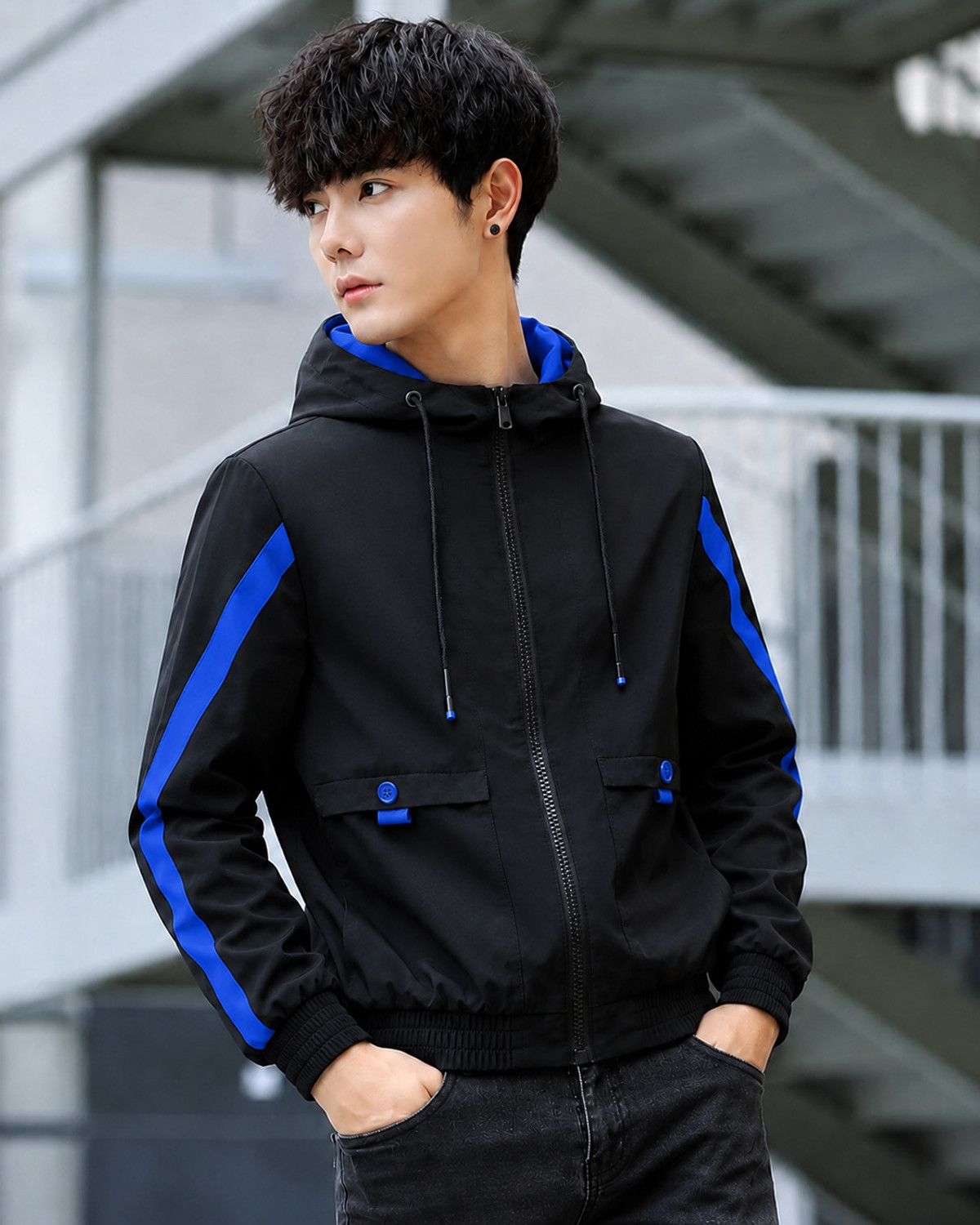 Image of Azy Fabrics Men Colorblock Casual Jacket