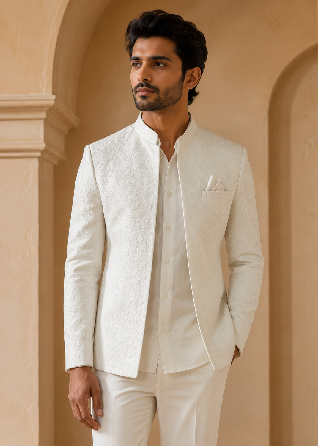 Image of bhanu designer studio Men Self Design Nehru Jacket