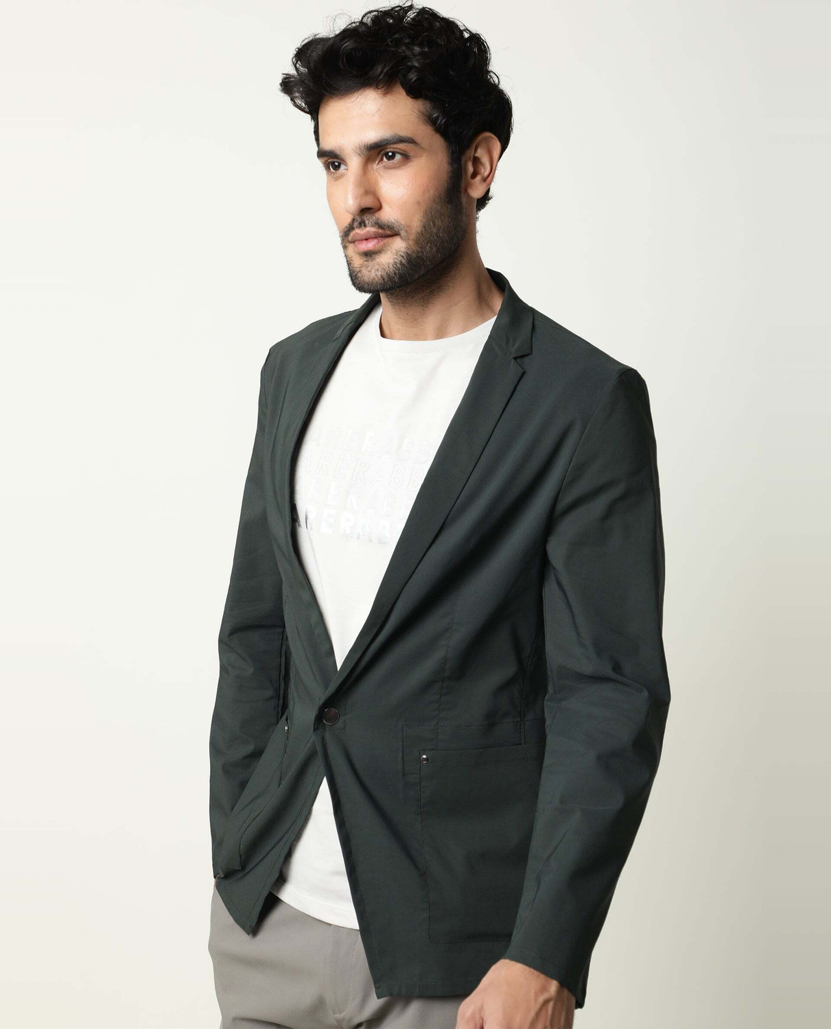 Image of RARE RABBIT Men Solid Casual Jacket