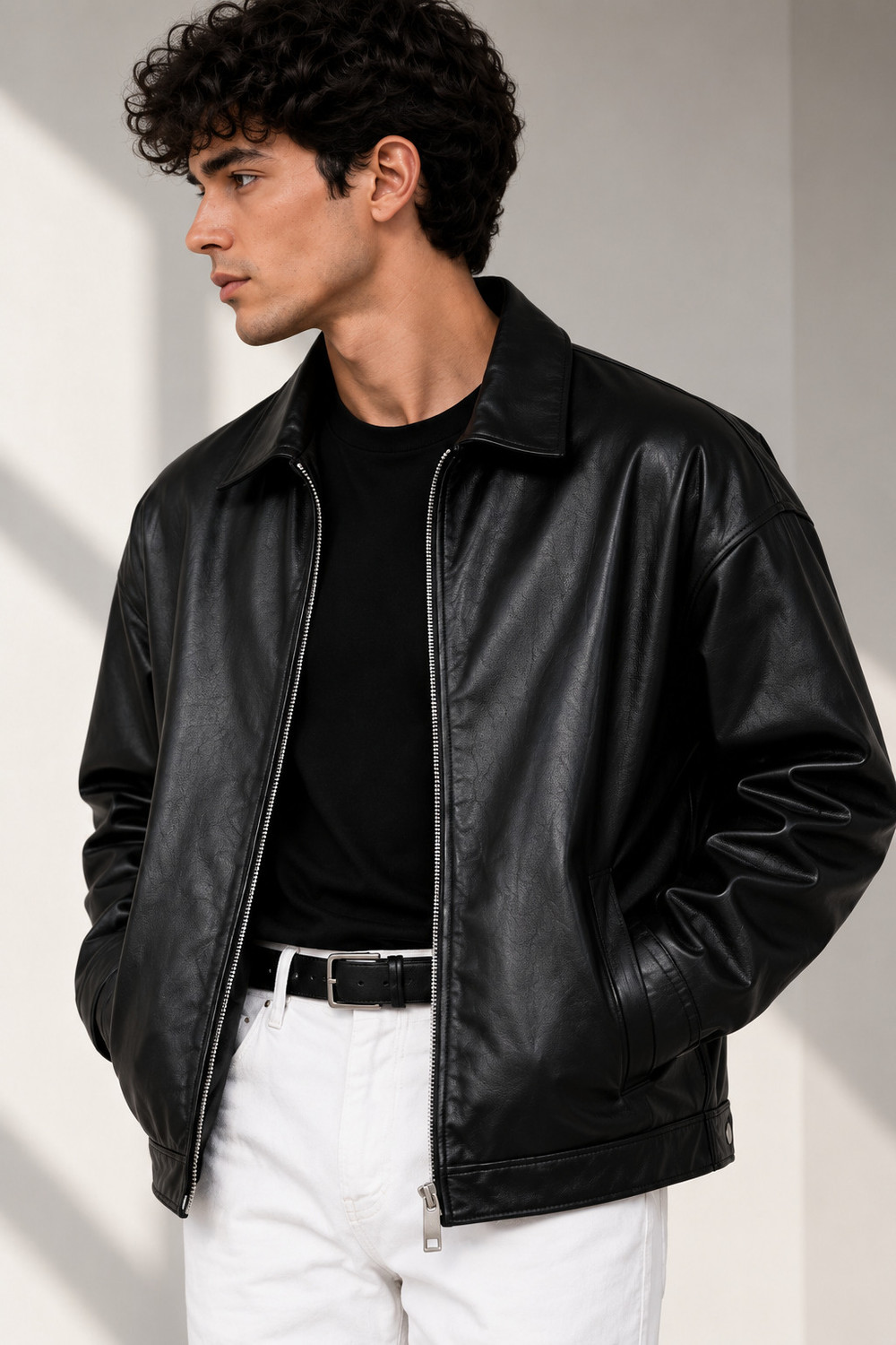 Bold Union Men Solid Leather Jacket - Image 1