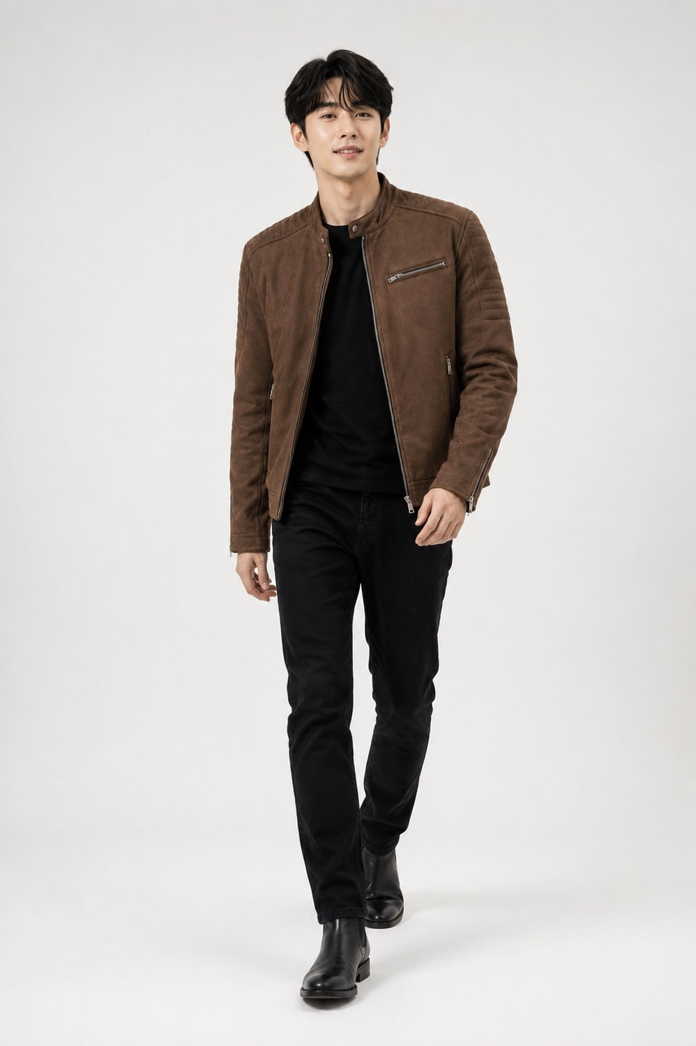 Image of I,M BACK Men Solid Leather Jacket