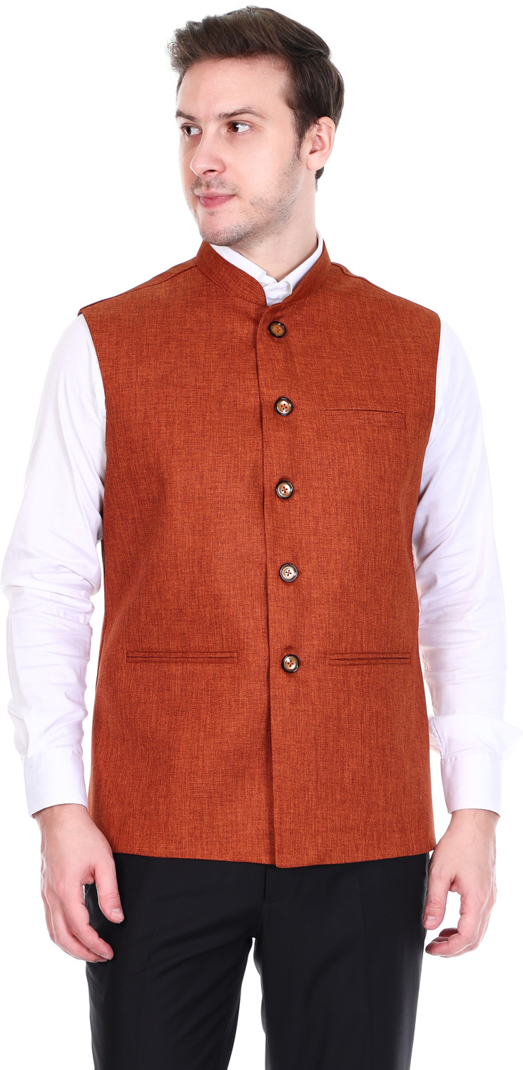 Image of bhanu designer studio Men Self Design Nehru Jacket