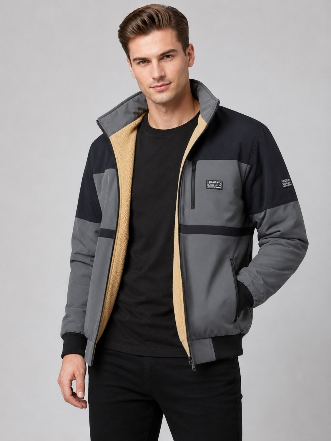 Image of FUTSE PENO Men Solid Casual Jacket