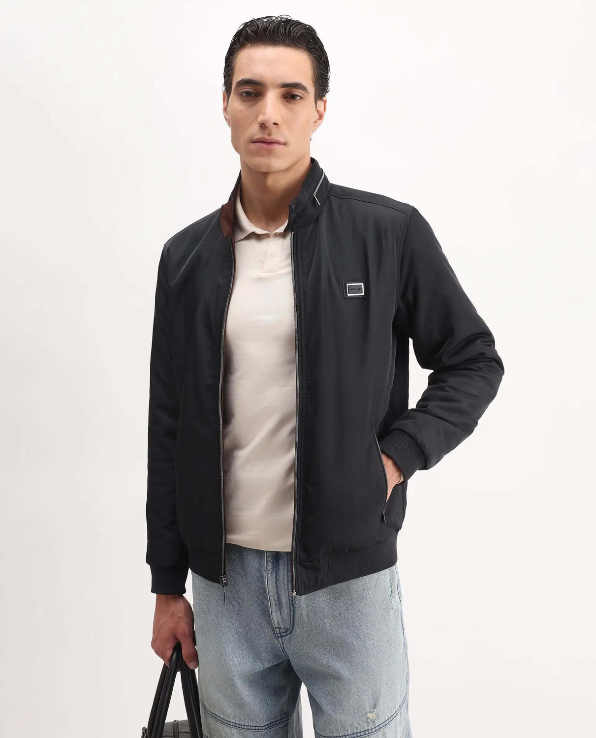 Image of RARE RABBIT Men Solid Bomber Jacket