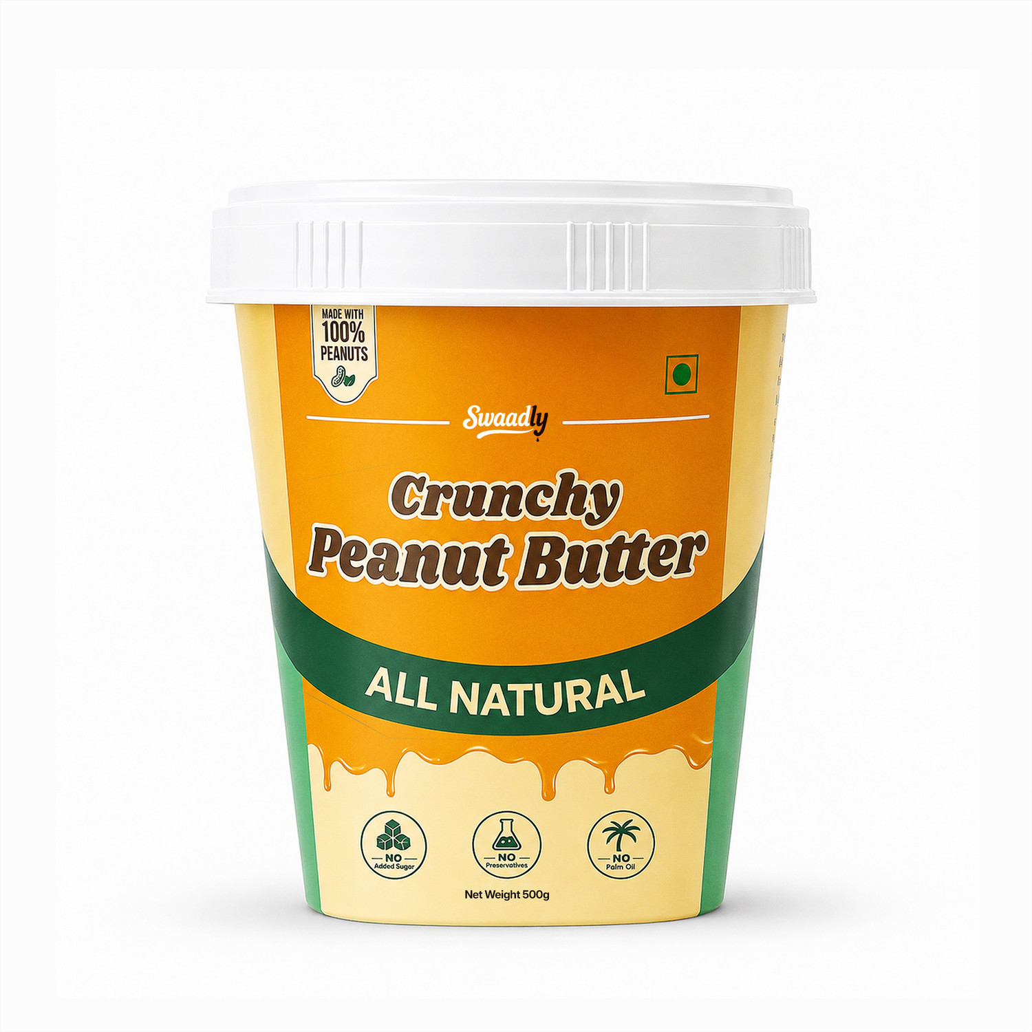 swaadly All Natural Crunchy Peanut Butter 500g - Image 1