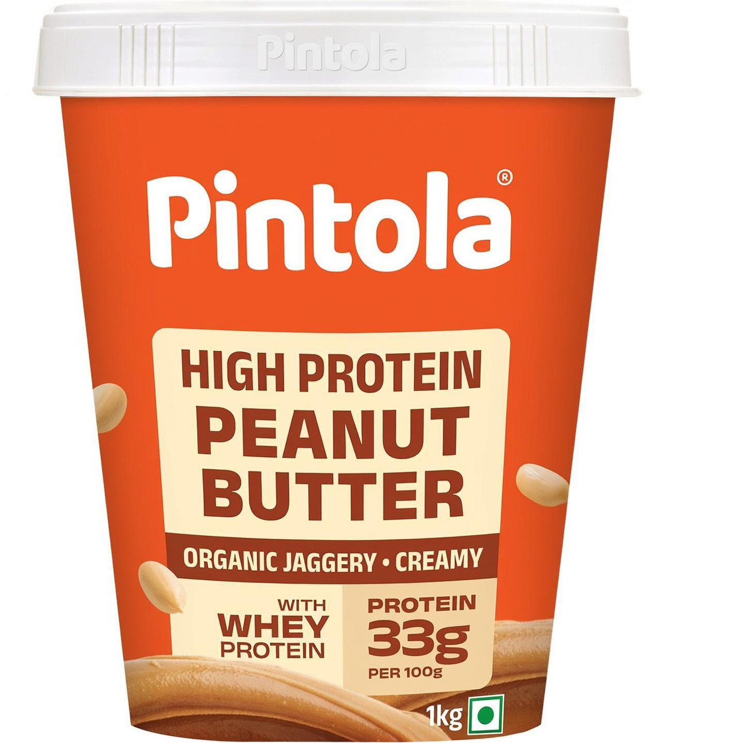 Pintola High Protein Peanut Butter Organic Jaggery Creamy 1kg - Image 1