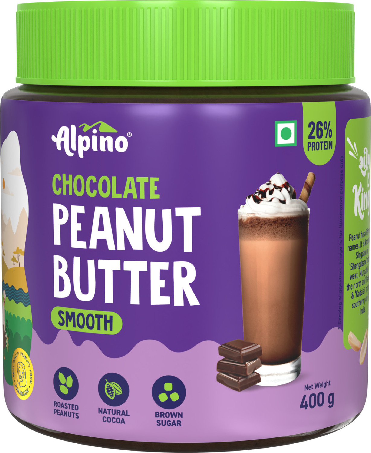 ALPINO 26g Protein Chocolate Peanut Butter Smooth with Cocoa Powder 400 g Price...
