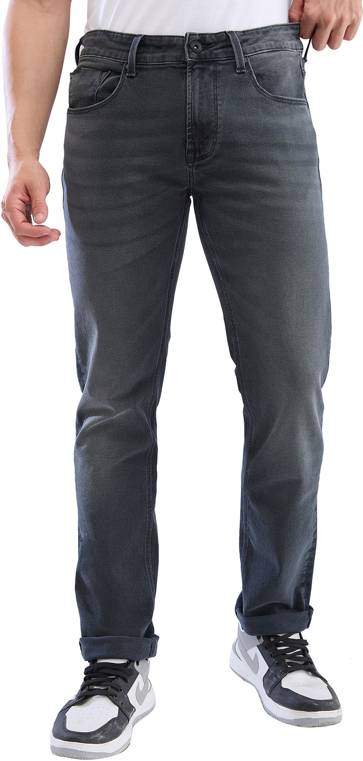 Image of Spykar Men Regular Mid Rise Black Jeans