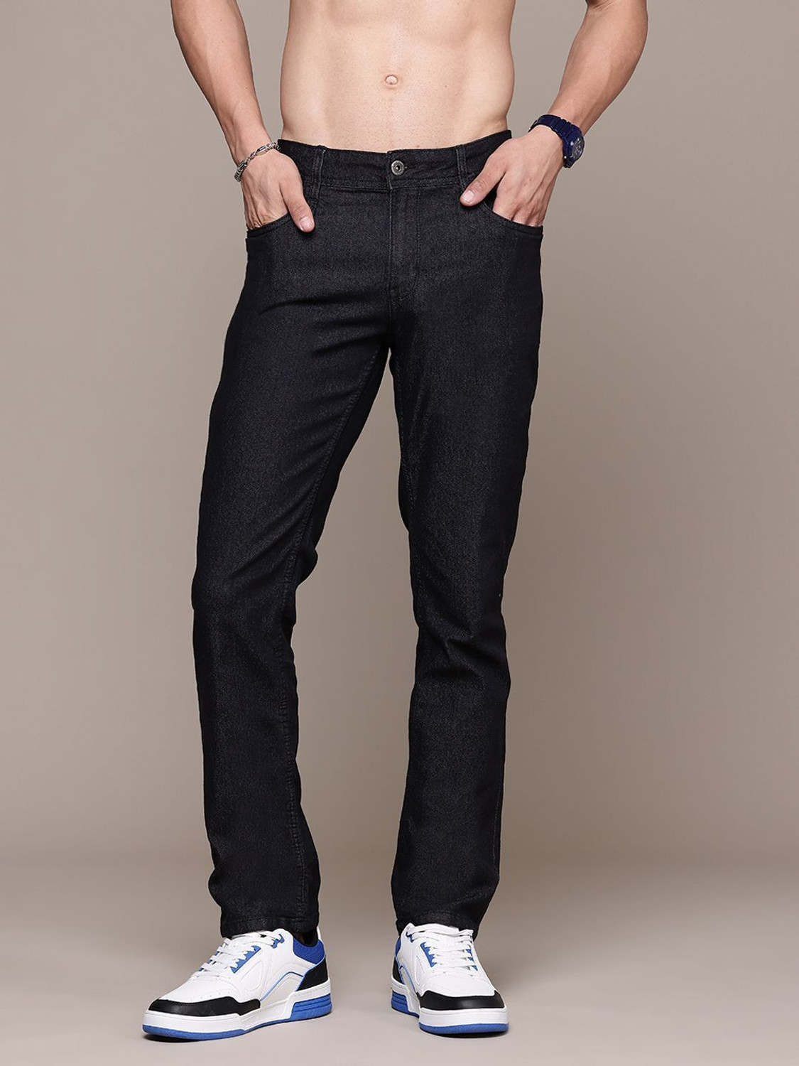 Image of Roadster Men Slim Mid Rise Blue Jeans