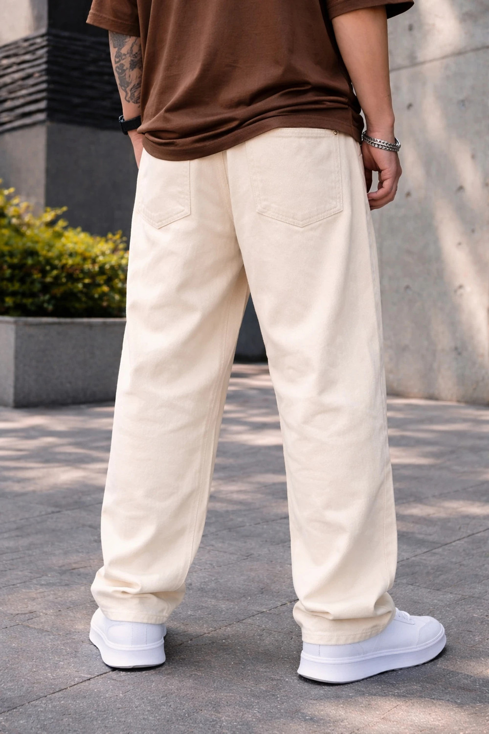 Image of R.Code by The Roadster Life Co. Men Straight Fit Mid Rise Beige Jeans