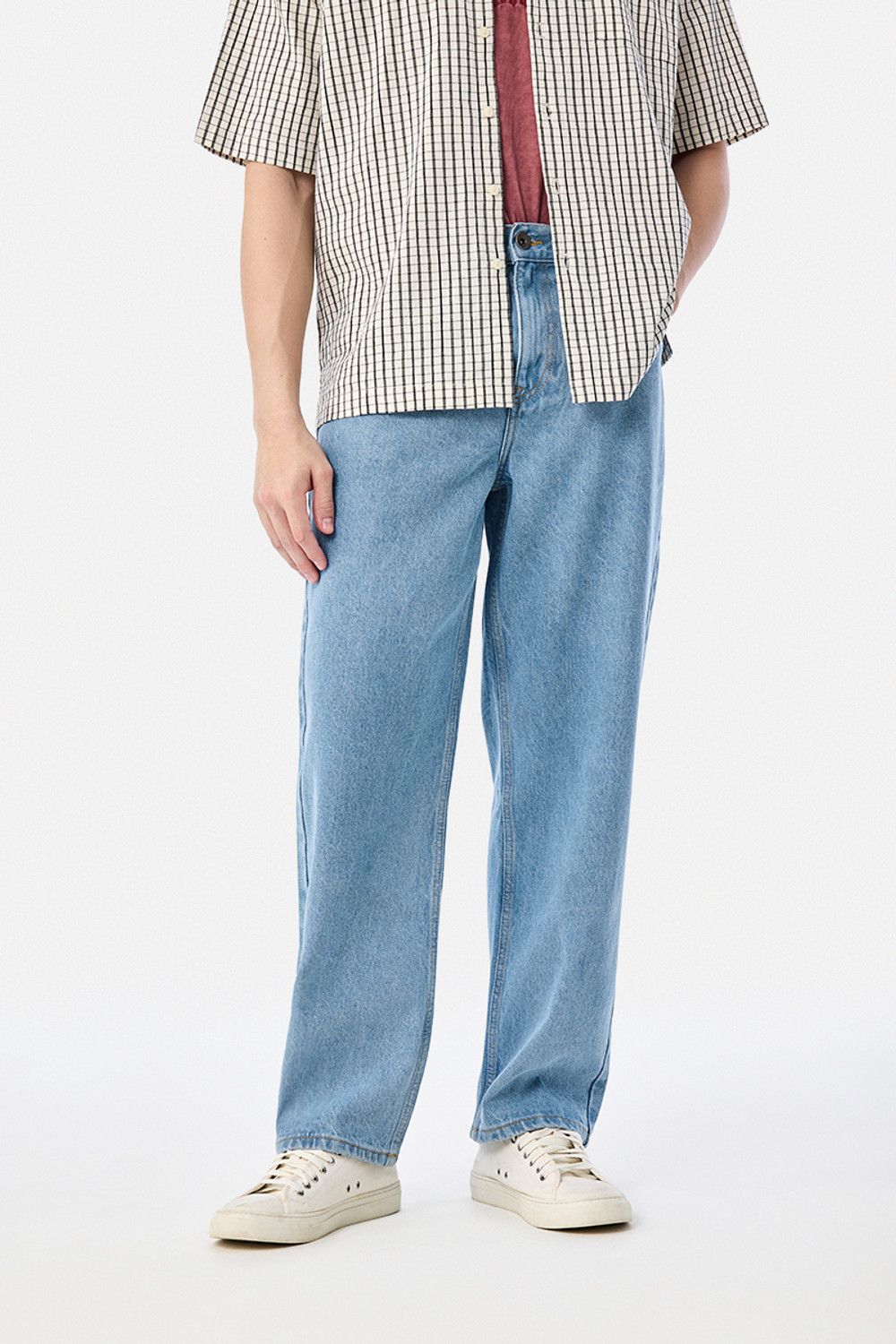 Snitch Men Baggy Fit Mid Rise Blue Jeans - Image 1
