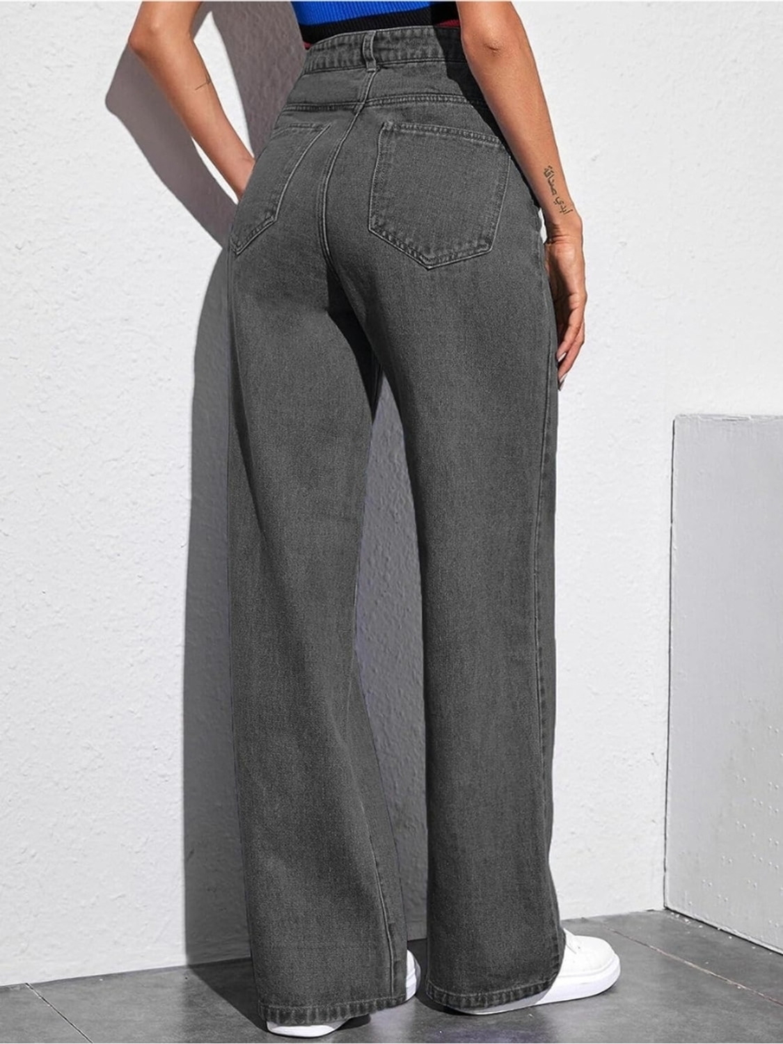 Image of Crazeis Women Loose Fit High Rise Grey Jeans
