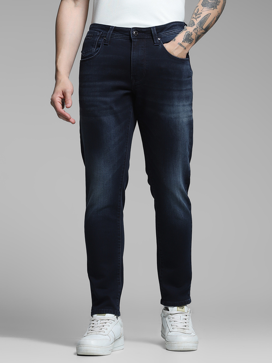 Image of JACK & JONES Men Slim Mid Rise Blue Jeans