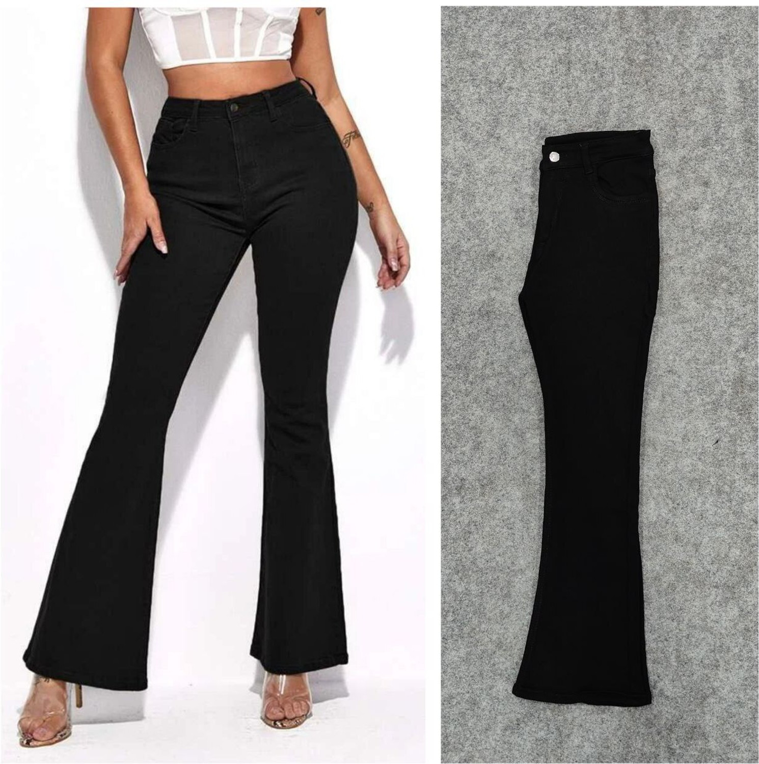 Image of MF Fashion Women Boot-Leg High Rise Black Jeans