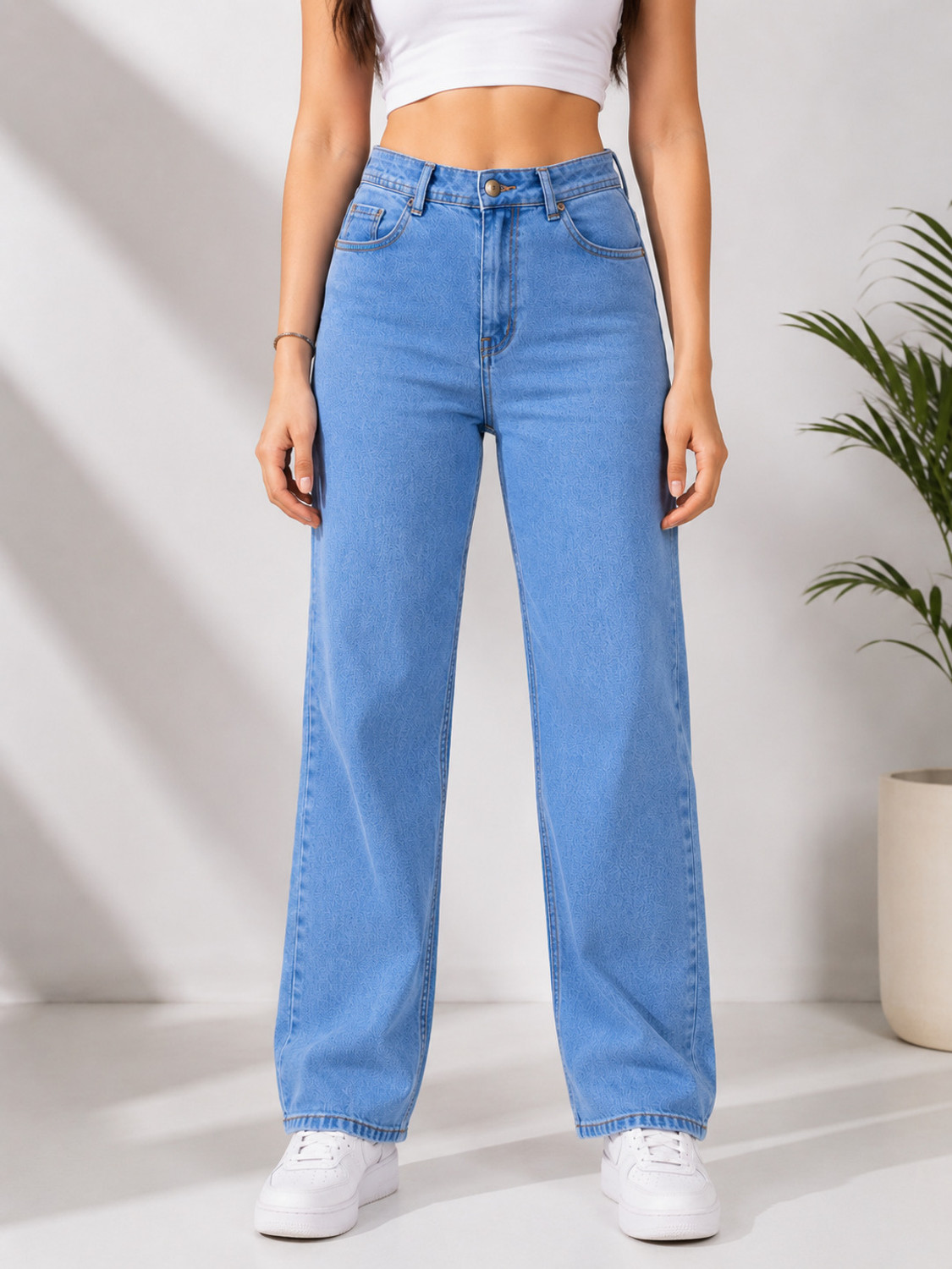 Image of Spykar Women Straight Fit High Rise Dark Blue Jeans
