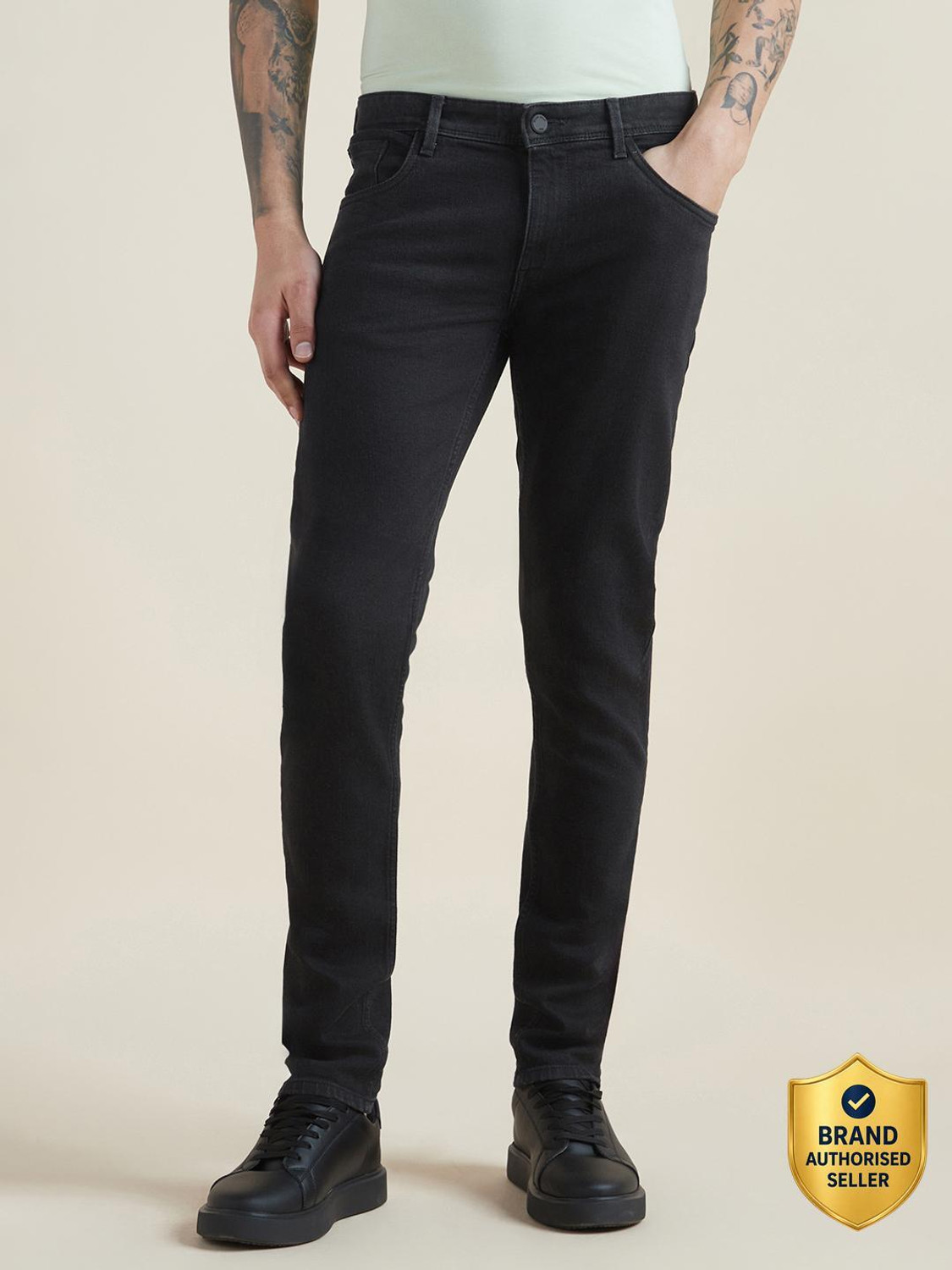 Image of Allen Solly Men Slim Mid Rise Blue Jeans