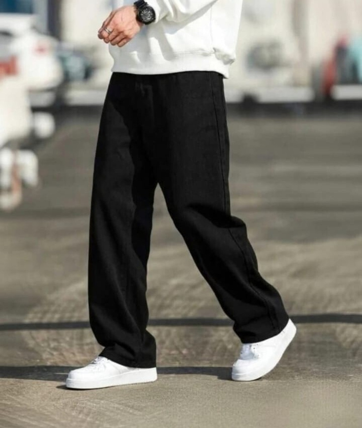 Image of OMP DENIM Men Loose Fit Mid Rise Black Jeans