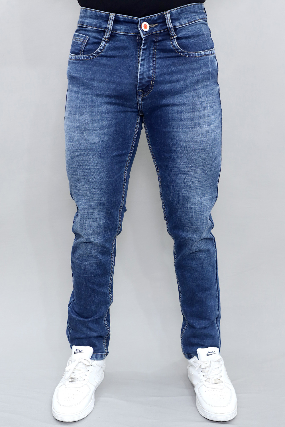 Image of Wstan Men Regular Mid Rise Dark Grey Jeans