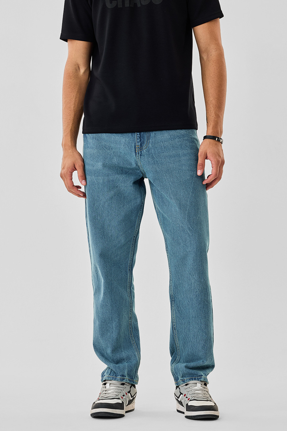 Image of Snitch Men Loose Fit Mid Rise Light Blue Jeans