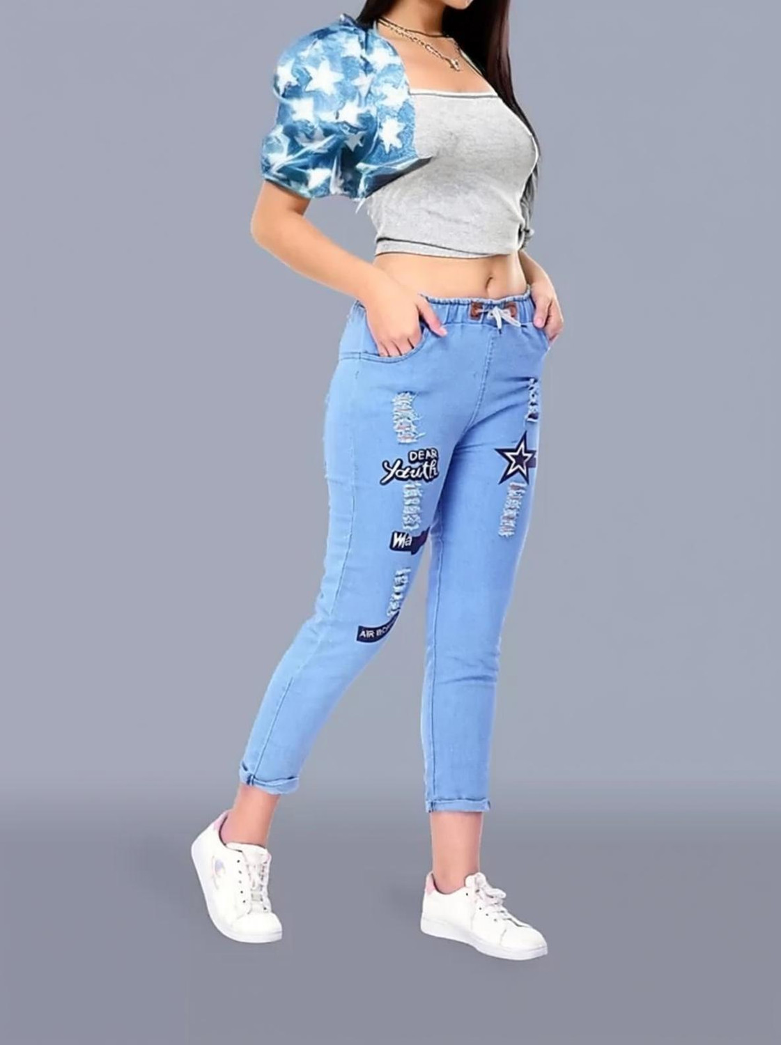 Image of RASHMI FASHION Women Regular Mid Rise Light Blue Jeans