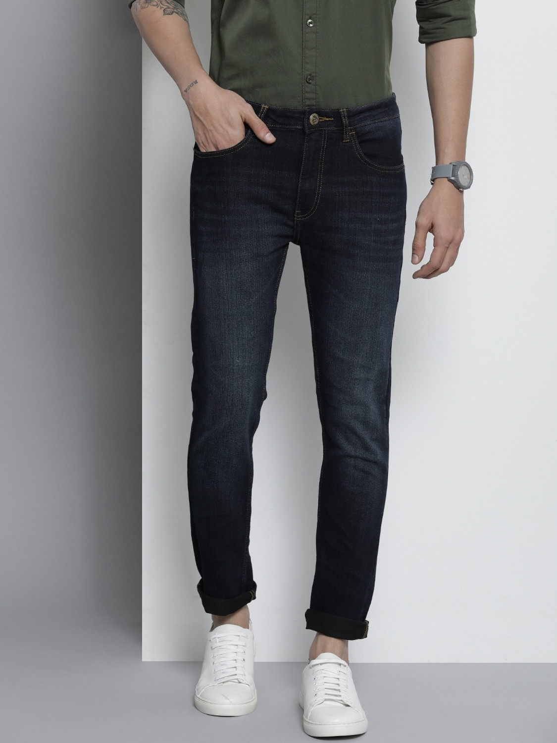 Image of Mast & Harbour Men Skinny Mid Rise Black Jeans