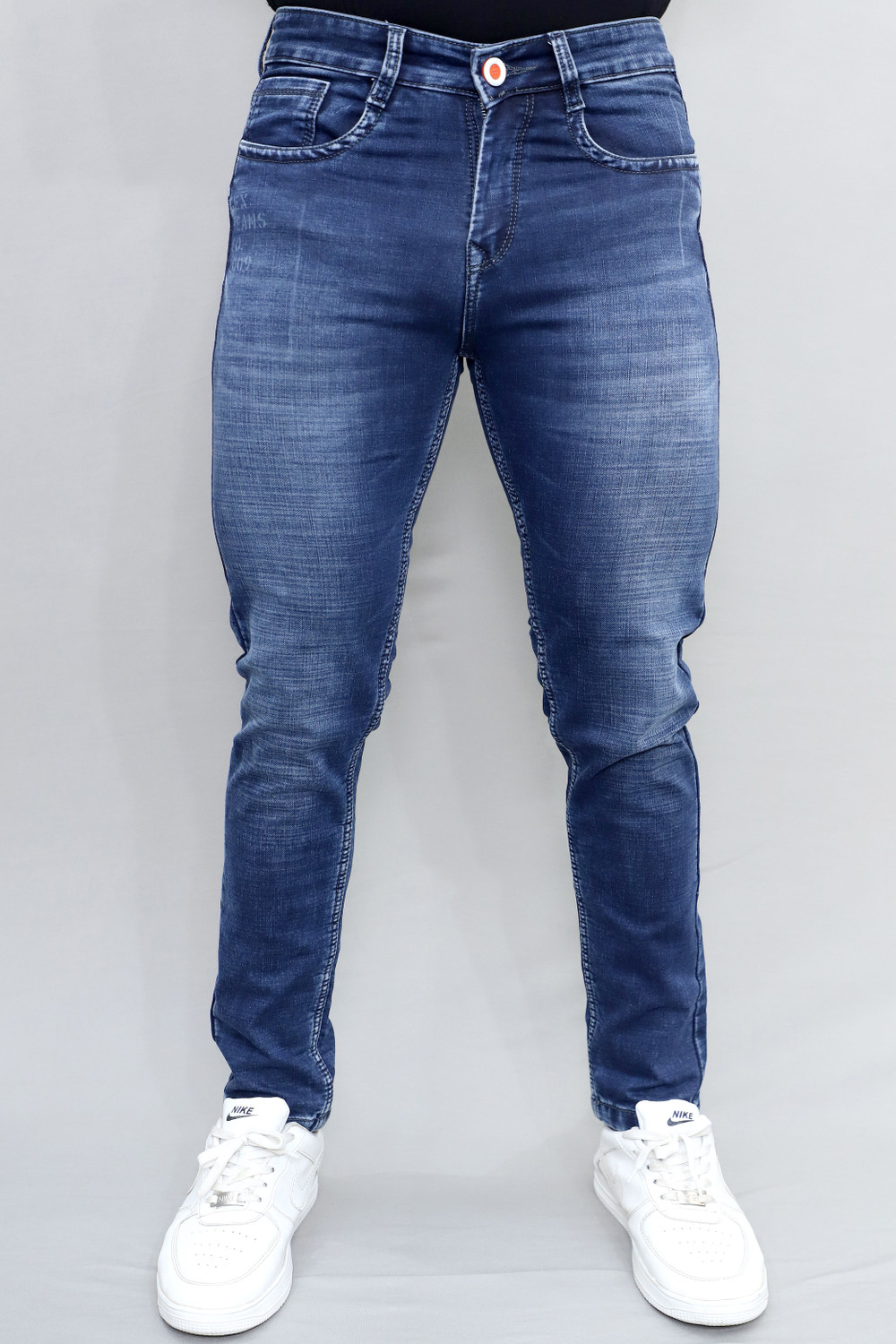 Image of Wstan Men Regular Mid Rise Dark Grey Jeans