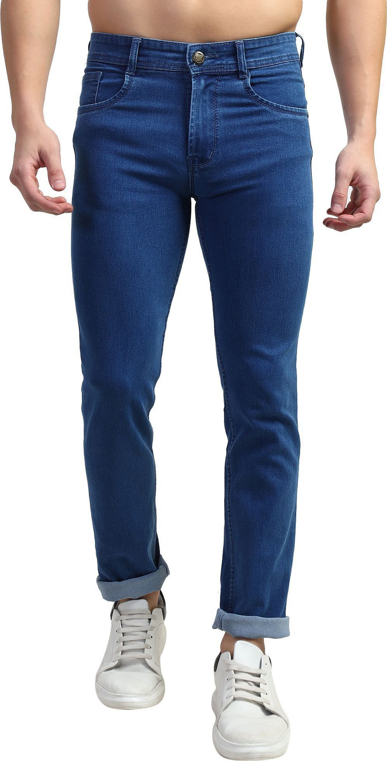 Image of PLOUNGE Men Regular Mid Rise Blue Jeans