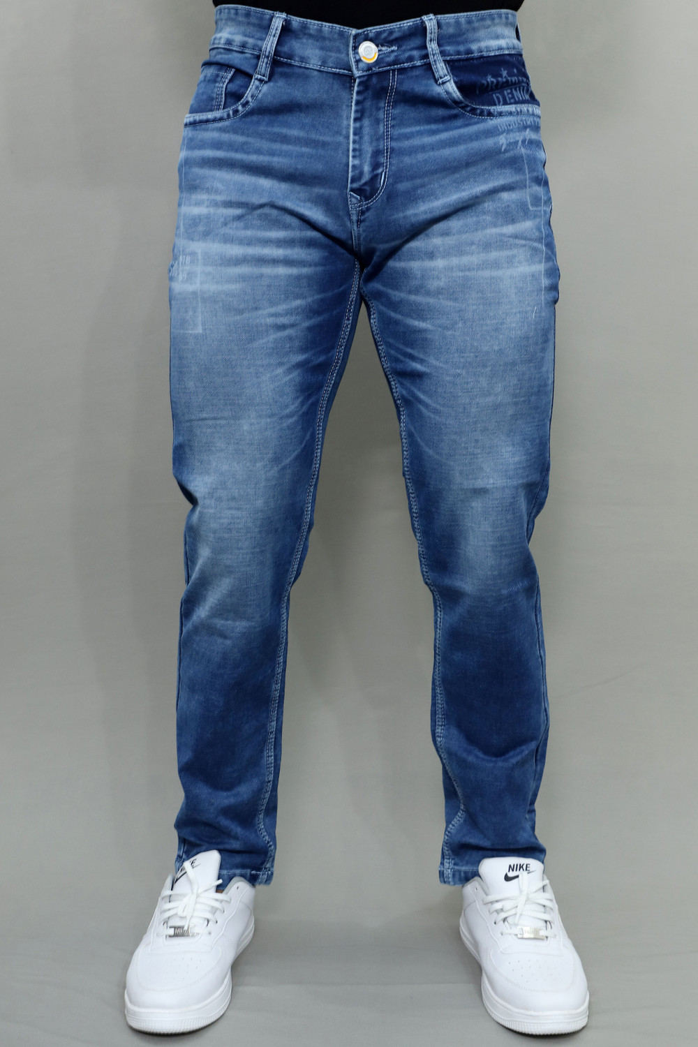 Image of PLOUNGE Men Regular Mid Rise Blue Jeans