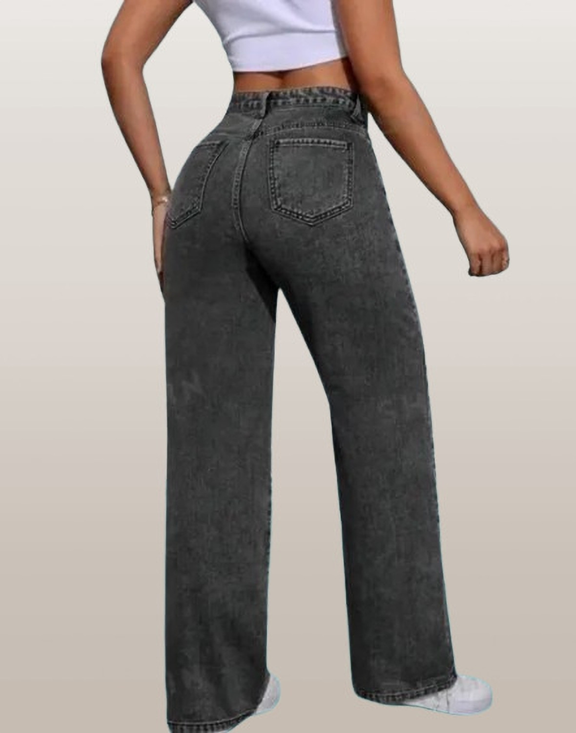 Image of KCM FASHION Women Straight Fit Mid Rise Black Jeans