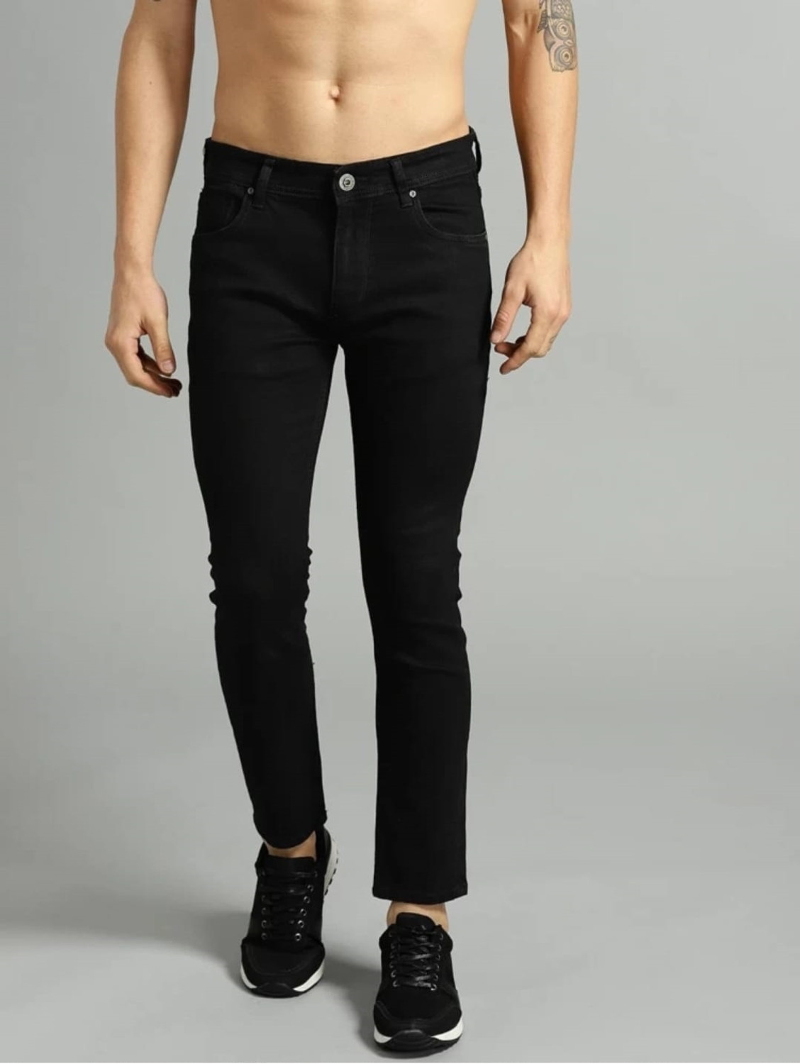 Image of CAMFITS Men Slim Mid Rise Black Jeans