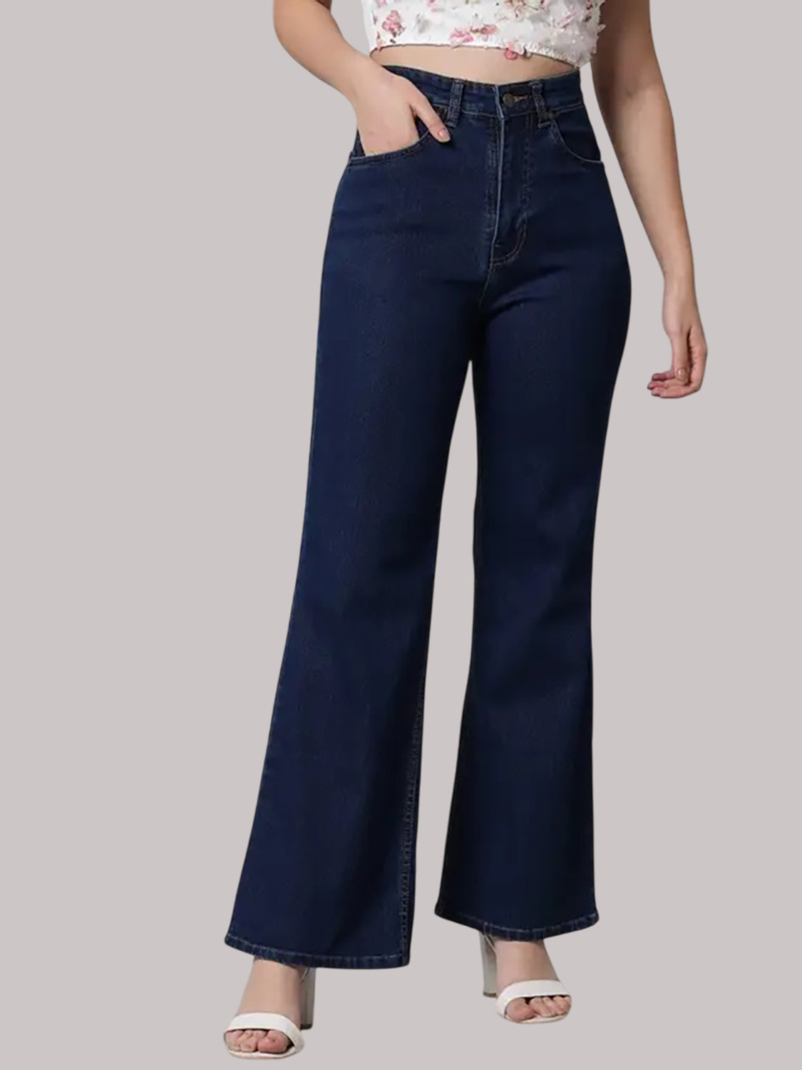 Image of BOTUMQUTE Women Boot-Leg High Rise Black Jeans
