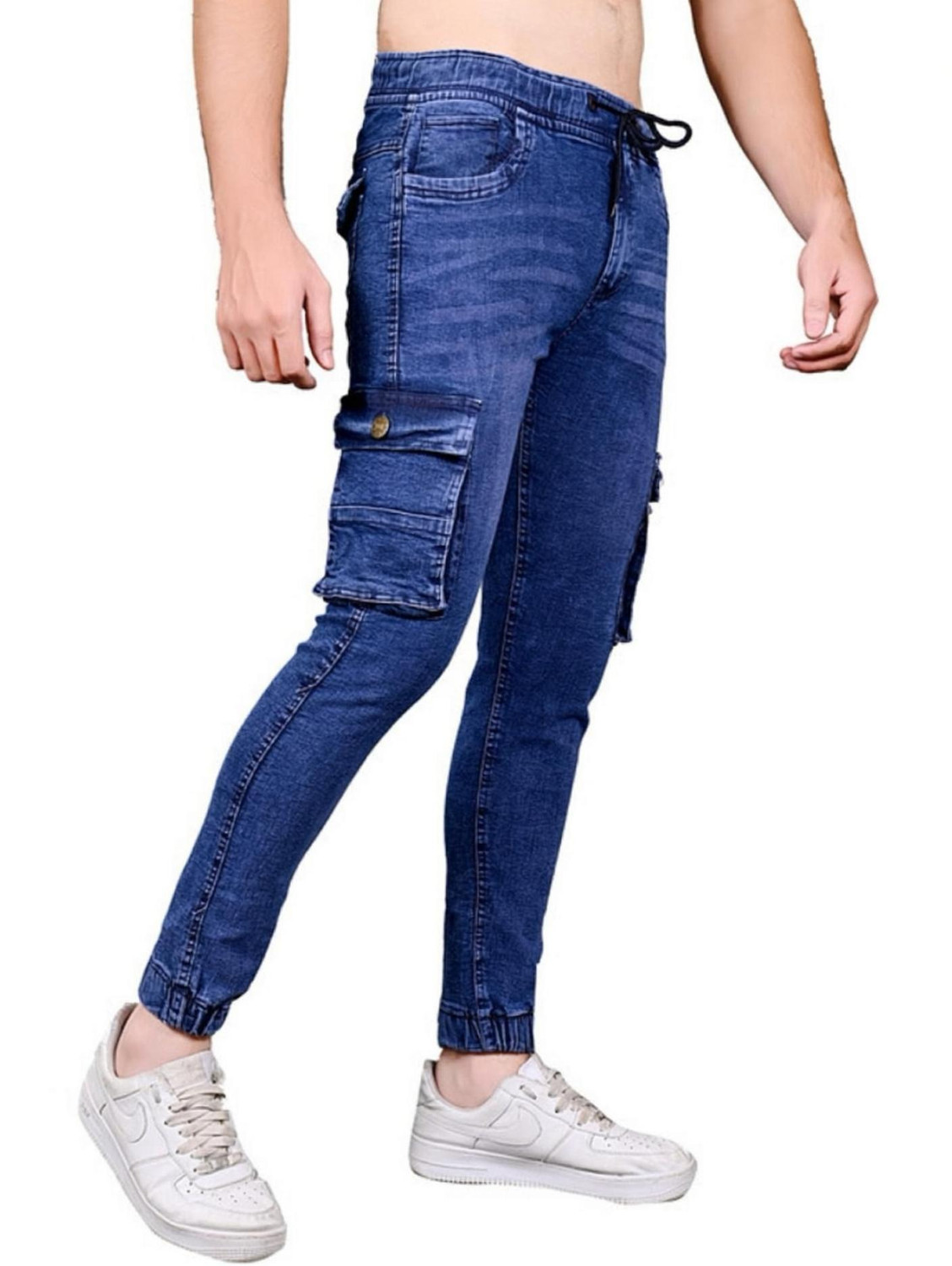 Image of Hubberholme Men Jogger Fit Mid Rise Blue Jeans