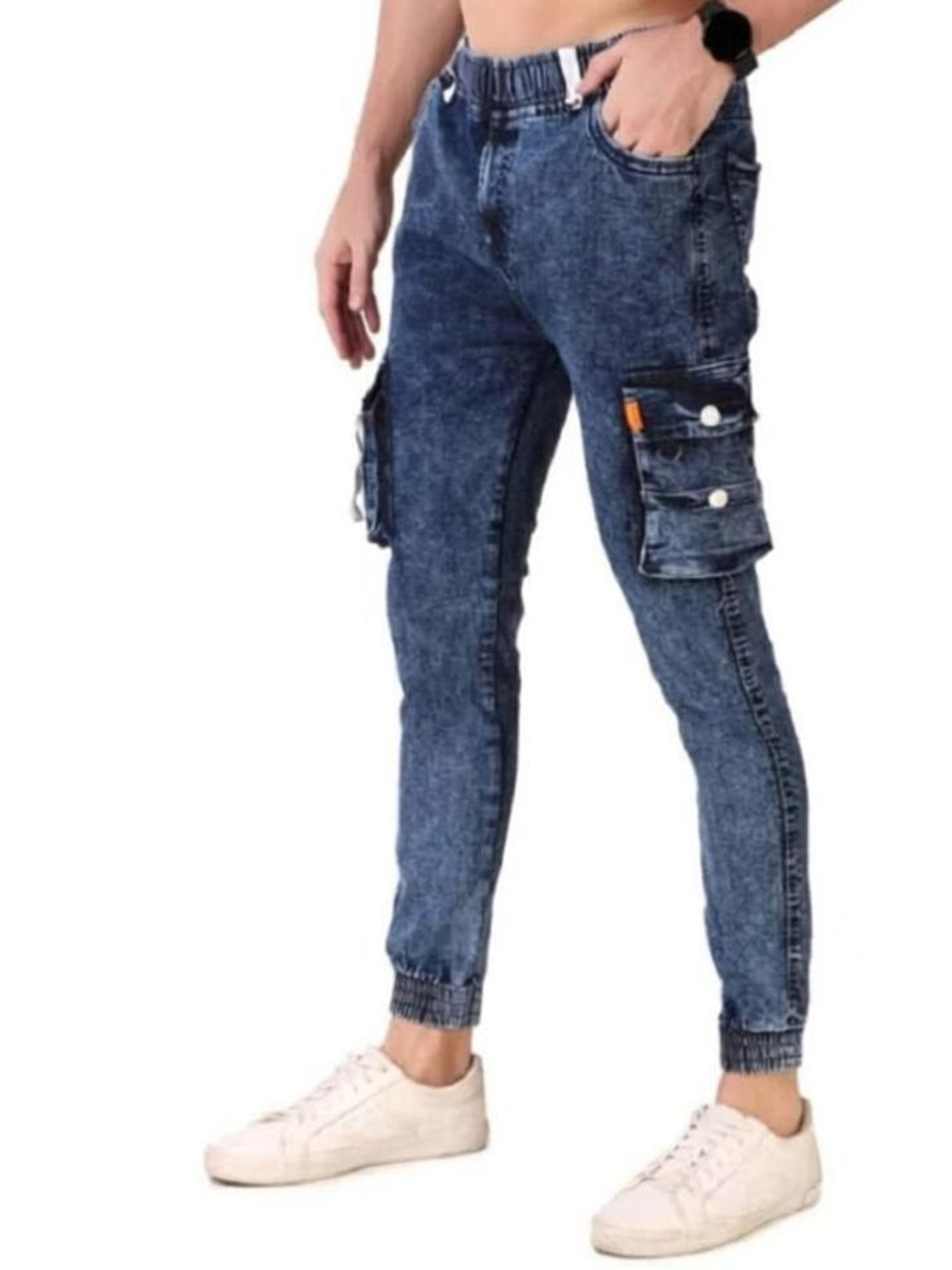 Image of Hubberholme Men Jogger Fit Mid Rise Blue Jeans