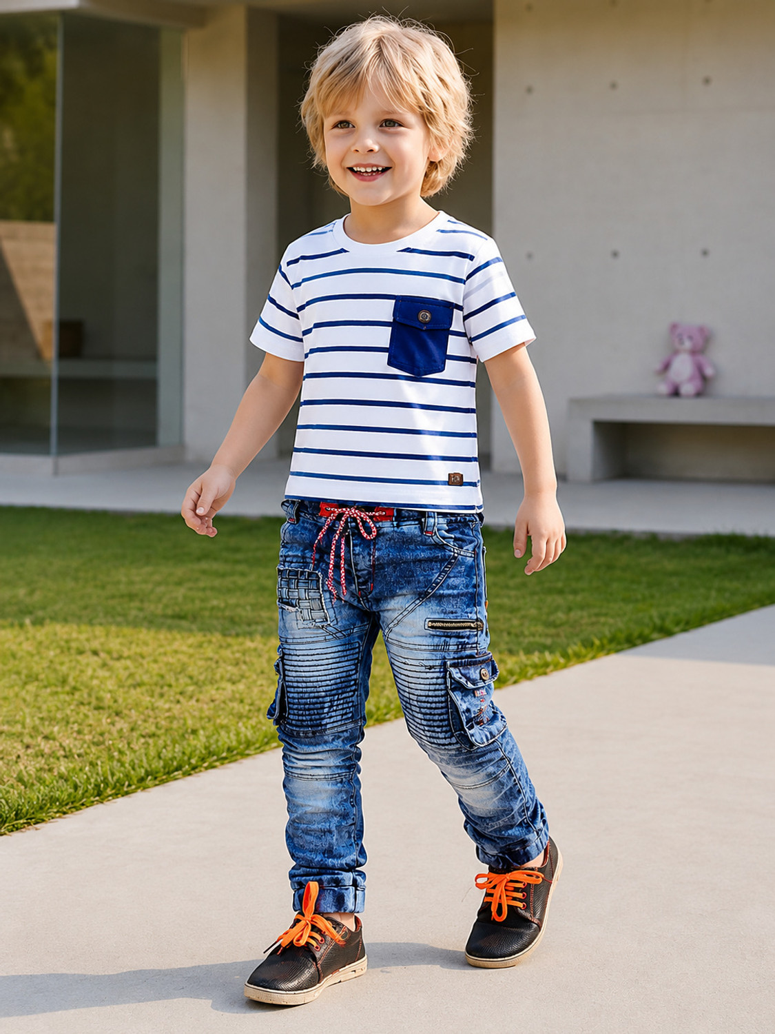 Image of Limcee Boys & Girls Slim Mid Rise Dark Blue Jeans