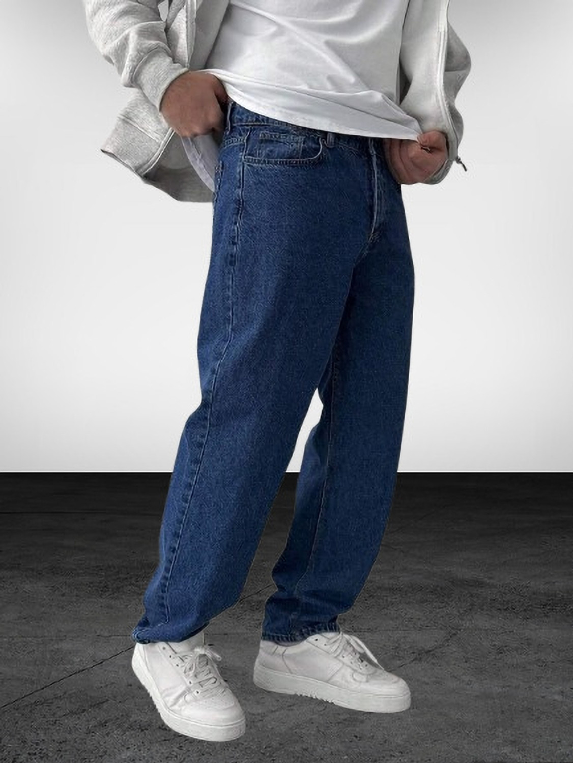 Image of HIGH DENIM Men Straight Fit Mid Rise Dark Blue Jeans