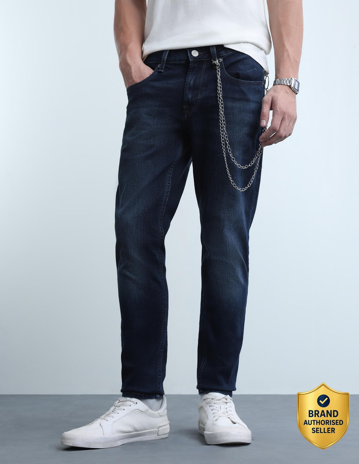 Image of FLYING MACHINE Men Slim Mid Rise Grey Jeans