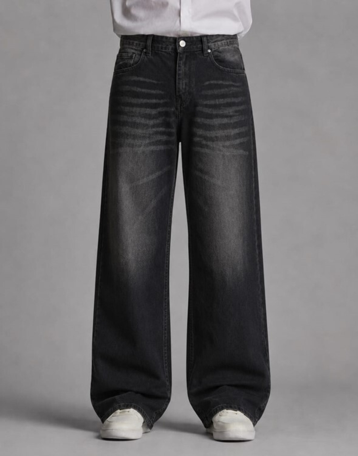 Image of woomny Men Baggy Fit High Rise Green Jeans