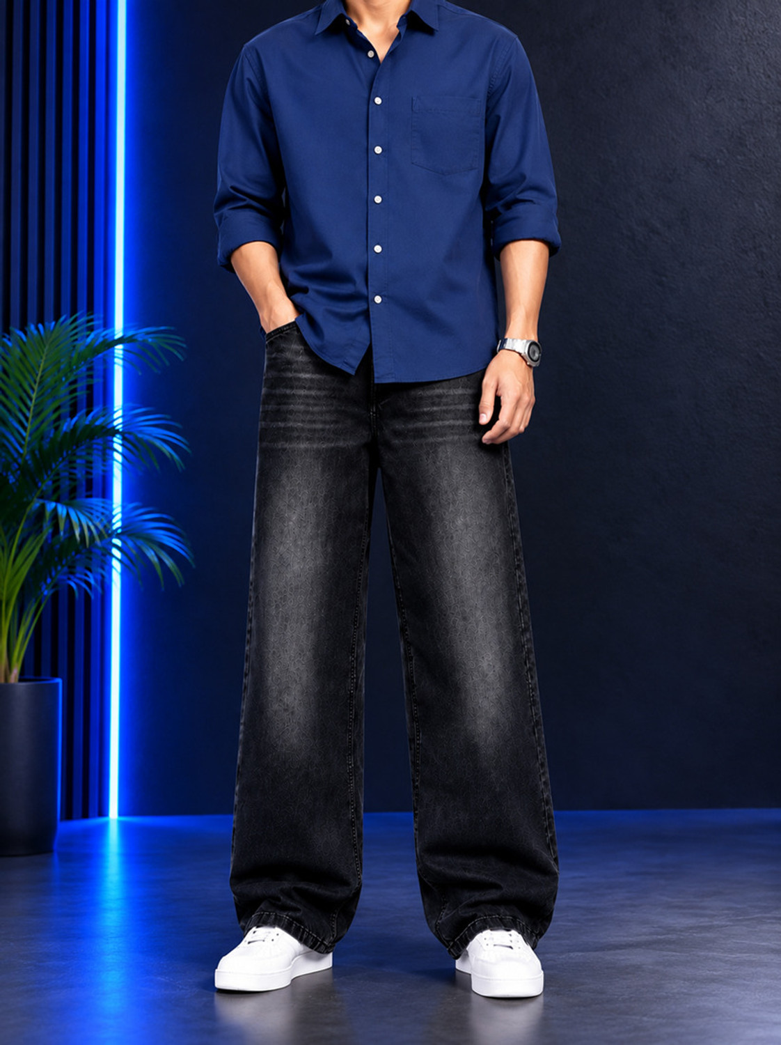 BLACK REY Straight Fit Black Jeans - Image 1