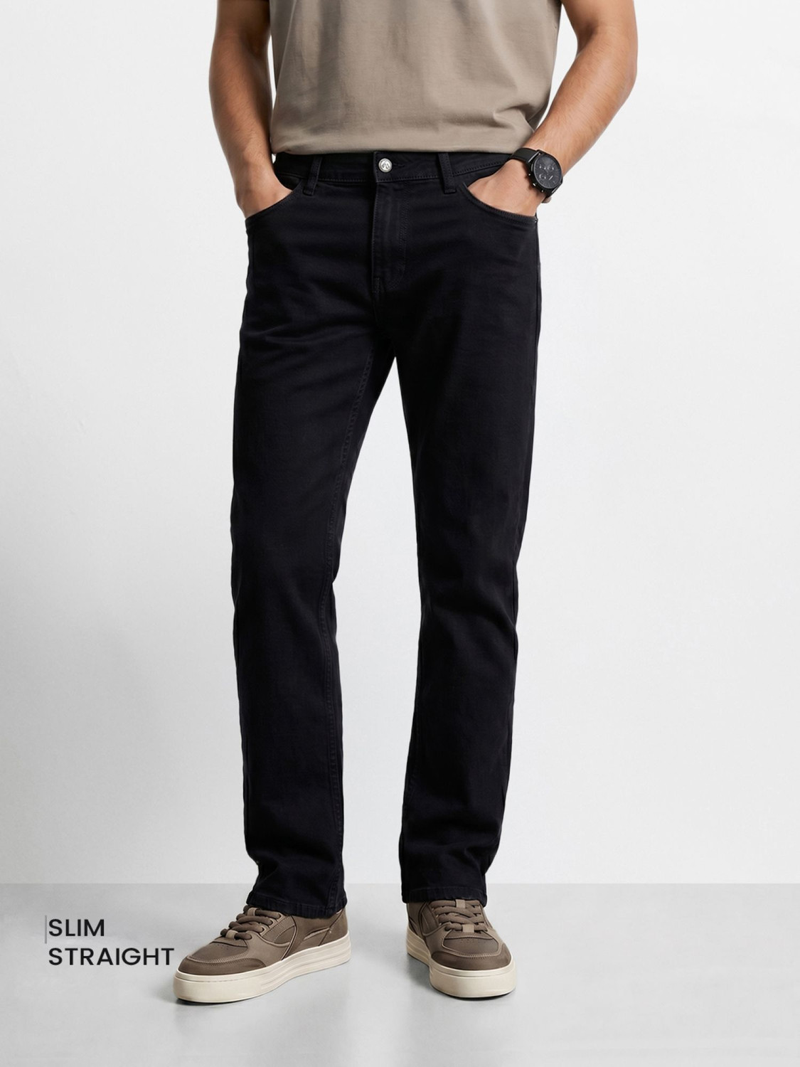 Image of JACK & JONES Men Slim Mid Rise Black Jeans