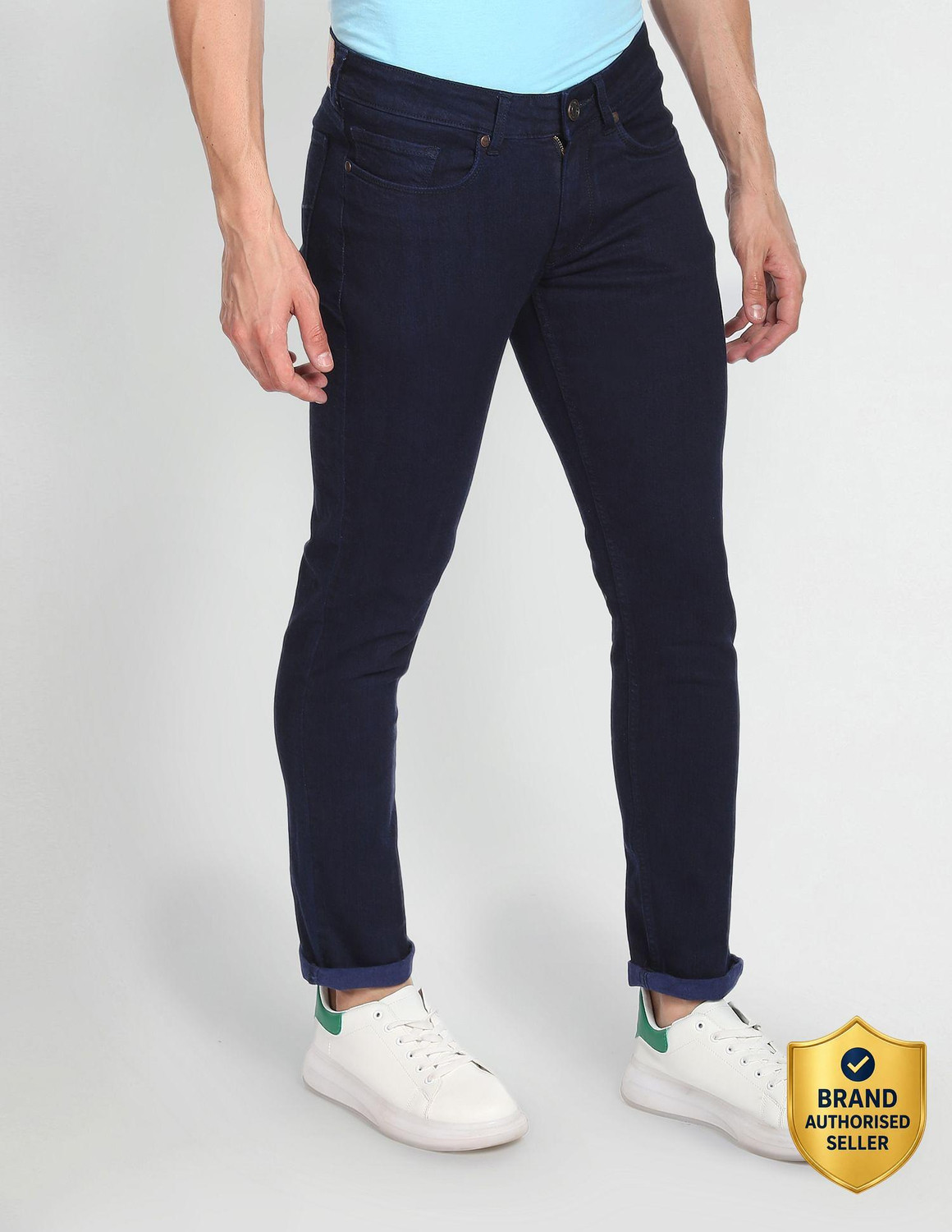 Image of FLYING MACHINE Men Super Skinny Mid Rise Black Jeans