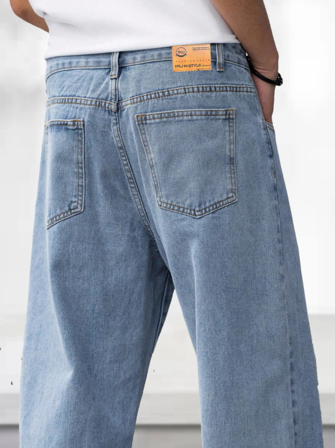 Image of PRJ IN STYLE Men Loose Fit Mid Rise Light Blue Jeans